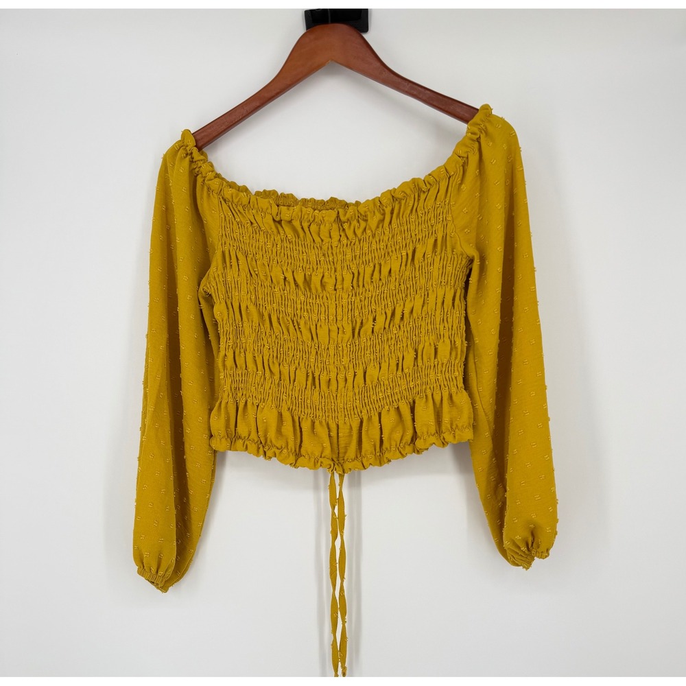 SHEIN Womens Smocked Crop Top 1X L Romantic Boho Cottagecore Festival Chic‎